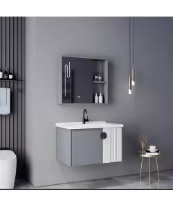 Set Mobilier pentru Baie MYKONOS, 80x40cm, 2 Piese, Gri si Alb Set Mobilier pentru Baie MYKONOS, 80x40cm, 2 Piese, Gri si Alb