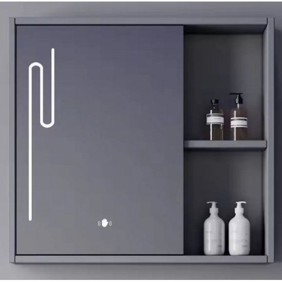 Set Mobilier pentru Baie MYKONOS, 80x40cm, 2 Piese, Gri si Alb