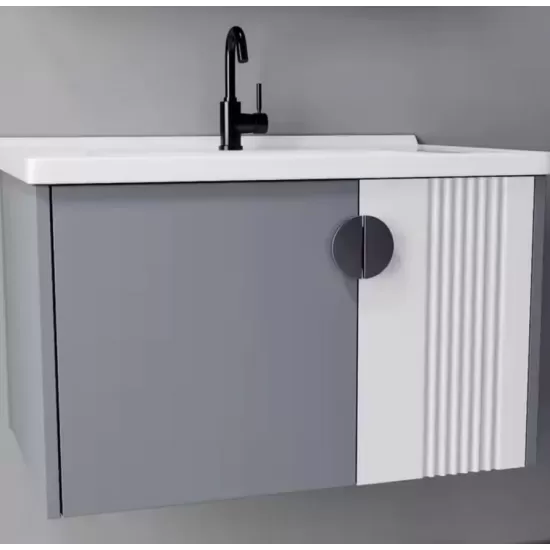 Set Mobilier pentru Baie MYKONOS, 80x40cm, 2 Piese, Gri si Alb Set Mobilier pentru Baie MYKONOS, 80x40cm, 2 Piese, Gri si Alb