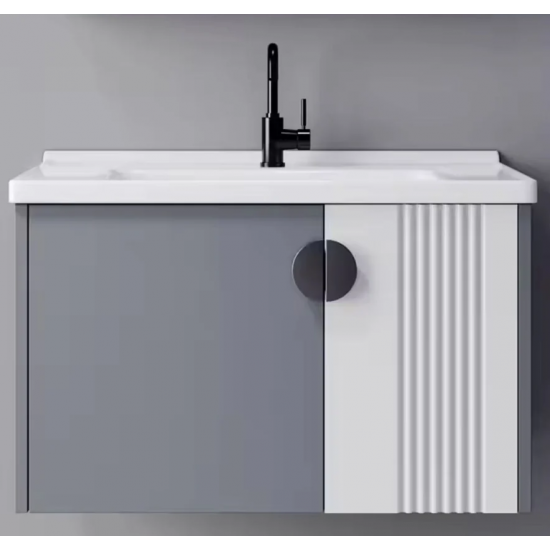 Set Mobilier pentru Baie MYKONOS, 80x40cm, 2 Piese, Gri si Alb