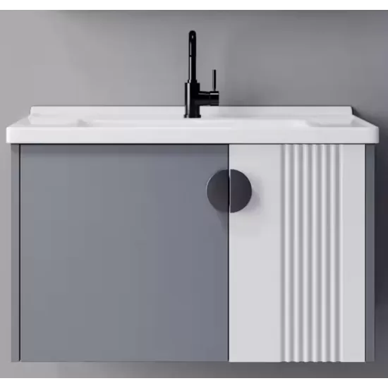 Set Mobilier pentru Baie MYKONOS, 80x40cm, 2 Piese, Gri si Alb Set Mobilier pentru Baie MYKONOS, 80x40cm, 2 Piese, Gri si Alb