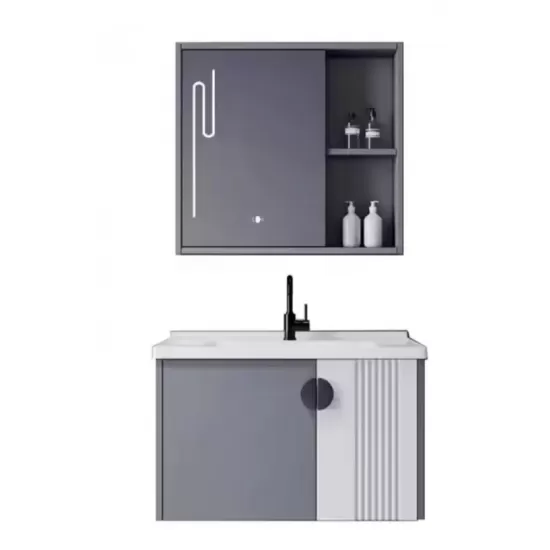 Set Mobilier pentru Baie MYKONOS, 80x40cm, 2 Piese, Gri si Alb Set Mobilier pentru Baie MYKONOS, 80x40cm, 2 Piese, Gri si Alb