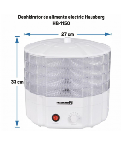 Deshidrator de alimente electric Hausberg HB-1150 ,Termostatul reglabil ,Putere 250 W - motor cupru