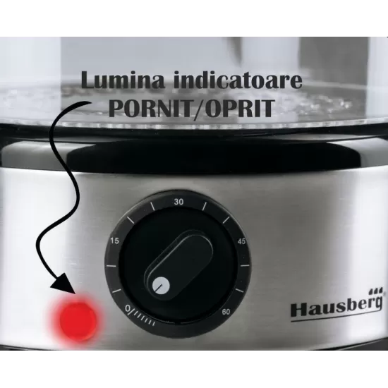Aparat gatit cu aburi Hausberg HB-1350, 4.8L, 400W Aparat gatit cu aburi Hausberg HB-1350, 4.8L, 400W