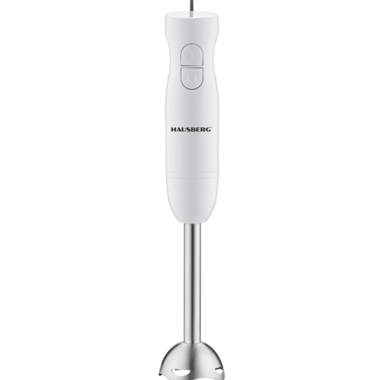 Blender de mana HAUSBERG HB-7674AB, 300W, 2 viteze, material ABS, lame din otel inoxidabil, Alb