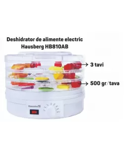 Deshidrator de alimente electric Hausberg HB-810AB ,Termostatul reglabil ,Putere 250 W, motor cupru - alb Deshidrator de alimente electric Hausberg HB-810AB ,Termostatul reglabil ,Putere 250 W, motor cupru - alb