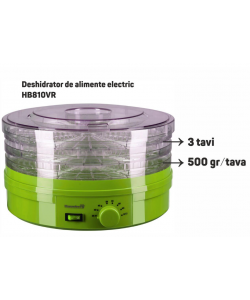 Deshidrator de alimente electric Hausberg HB810VR ,Termostatul reglabil ,Putere 250 W - motor cupru, verde