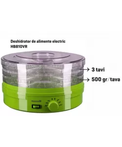 Deshidrator de alimente electric Hausberg HB810VR ,Termostatul reglabil ,Putere 250 W - motor cupru, verde Deshidrator de alimente electric Hausberg HB810VR ,Termostatul reglabil ,Putere 250 W - motor cupru, verde
