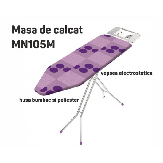 Masa de calcat EKOLIFE MN105M, vopsea electrostatica, husa bumbac si poliester, 62 x 87 x 105 cm