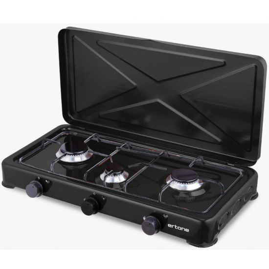 Minigaz 3 ochiuri ERTONE MN213NG, emailat, cu capac, alimentare cu butelie gaz GPL