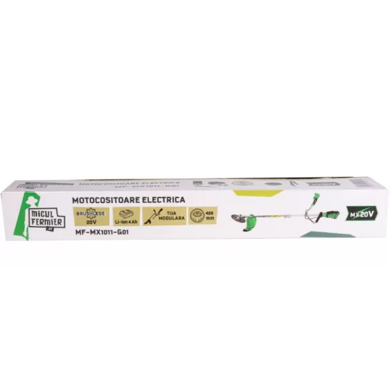 Motocoasa (Trimmer) electrica Micul Fermier 20V, 2 acumulatori 4Ah, maner dublu, motor fara perii Motocoasa (Trimmer) electrica Micul Fermier 20V, 2 acumulatori 4Ah, maner dublu, motor fara perii