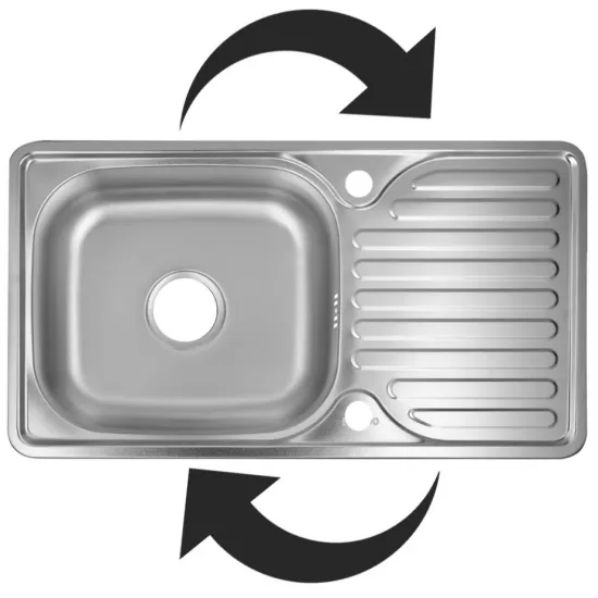 Chiuveta bucatarie Sanitec C403REV, pentru blat, finisaj satinat, cuva reversibila stanga-dreapta, 76x43,5cm, Inox Chiuveta bucatarie Sanitec C403REV, pentru blat, finisaj satinat, cuva reversibila stanga-dreapta, 76x43,5cm, Inox