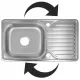 Chiuveta bucatarie Sanitec C403REV, pentru blat, finisaj satinat, cuva reversibila stanga-dreapta, 76x43,5cm, Inox Chiuveta bucatarie Sanitec C403REV, pentru blat, finisaj satinat, cuva reversibila stanga-dreapta, 76x43,5cm, Inox