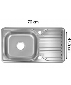 Chiuveta bucatarie Sanitec C403REV, pentru blat, finisaj satinat, cuva reversibila stanga-dreapta, 76x43,5cm, Inox
