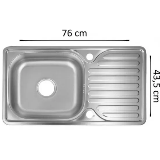 Chiuveta bucatarie Sanitec C403REV, pentru blat, finisaj satinat, cuva reversibila stanga-dreapta, 76x43,5cm, Inox Chiuveta bucatarie Sanitec C403REV, pentru blat, finisaj satinat, cuva reversibila stanga-dreapta, 76x43,5cm, Inox