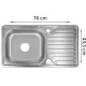 Chiuveta bucatarie Sanitec C403REV, pentru blat, finisaj satinat, cuva reversibila stanga-dreapta, 76x43,5cm, Inox Chiuveta bucatarie Sanitec C403REV, pentru blat, finisaj satinat, cuva reversibila stanga-dreapta, 76x43,5cm, Inox