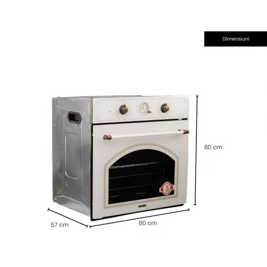 Cuptor incorporabil rustic Hausberg HB8050RST, 57L, putere 2000W - culoare bej rustic Cuptor incorporabil rustic Hausberg HB8050RST, 57L, putere 2000W - culoare bej rustic