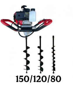 Motoburghiu/foreza pentru pamant/gheata DRK-ED430 6CP, 52 CC, rezervor 1.2 l, motor 2 timpi + 3 burghie 150MM + 120MM + 80MM