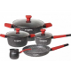 Set oale 8 piese HAUSBERG HB-H764, interior antiaderent marmorat, manere soft touch, capac sticla