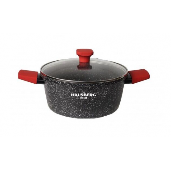 Set oale 8 piese HAUSBERG HB-H764, interior antiaderent marmorat, manere soft touch, capac sticla