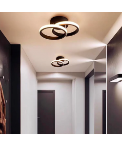 Lustra LED Celio , 16W, 2 Cercuri, Lumina Rece/Calda/Neutra, Negru