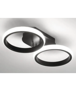 Lustra LED Celio , 16W, 2 Cercuri, Lumina Rece/Calda/Neutra, Negru