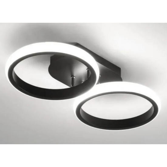Lustra LED Celio , 16W, 2 Cercuri, Lumina Rece/Calda/Neutra, Negru