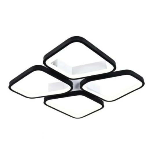Lustra LED cu telecomanda DAIKI 79W, 4 Patrate, lumina Rece/Calda/Neutra, Dimabila, Negru