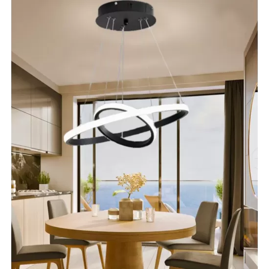 Lustra LED suspendata RICCI 25W, 2 Cercuri, lumina Rece/Calda/Neutra, Negru, Inaltime Reglabila Lustra LED suspendata RICCI 25W, 2 Cercuri, lumina Rece/Calda/Neutra, Negru, Inaltime Reglabila