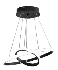 Lustra LED suspendata RICCI 25W, 2 Cercuri, lumina Rece/Calda/Neutra, Negru, Inaltime Reglabila