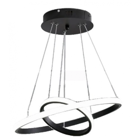 Lustra LED suspendata RICCI 25W, 2 Cercuri, lumina Rece/Calda/Neutra, Negru, Inaltime Reglabila
