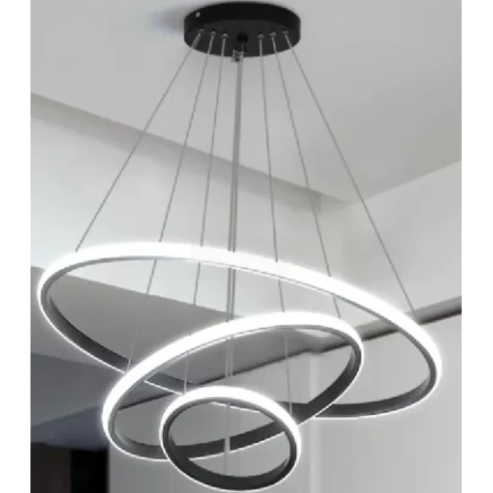 Lustra LED suspendata RICCI 45W, 3 Cercuri, lumina Rece/Calda/Neutra, Negru, Inaltime Reglabila Lustra LED suspendata RICCI 45W, 3 Cercuri, lumina Rece/Calda/Neutra, Negru, Inaltime Reglabila