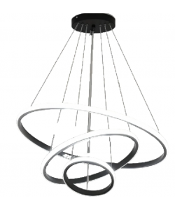 Lustra LED suspendata RICCI 45W, 3 Cercuri, lumina Rece/Calda/Neutra, Negru, Inaltime Reglabila