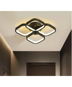 Lustra LED VERTEX Tesser 36W, 4 Patrate, lumina Rece/Calda/Neutra, Negru