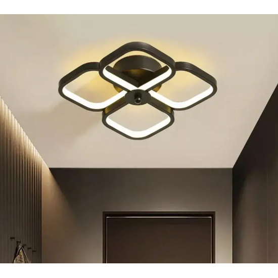 Lustra LED VERTEX Tesser 36W, 4 Patrate, lumina Rece/Calda/Neutra, Negru