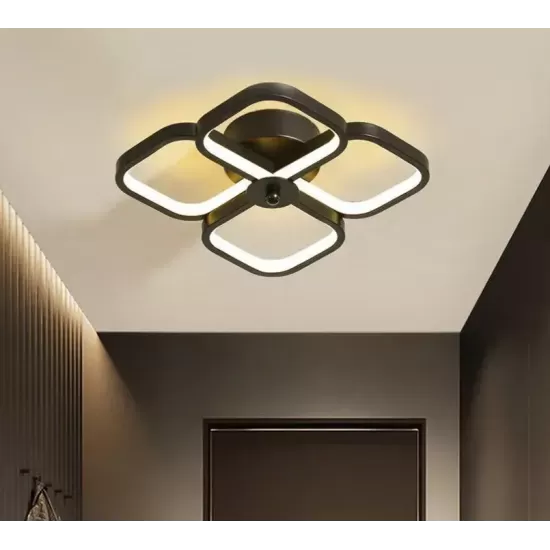 Lustra LED VERTEX Tesser 36W, 4 Patrate, lumina Rece/Calda/Neutra, Negru Lustra LED VERTEX Tesser 36W, 4 Patrate, lumina Rece/Calda/Neutra, Negru