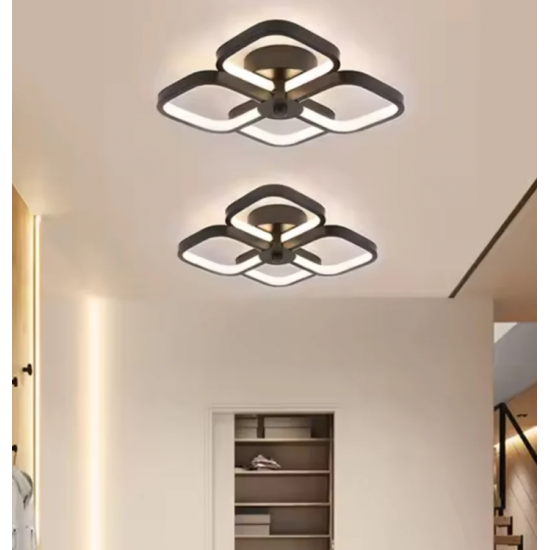 Lustra LED VERTEX Tesser 36W, 4 Patrate, lumina Rece/Calda/Neutra, Negru