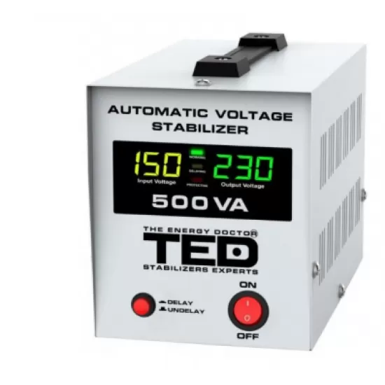Stabilizator de retea, maxim 500VA/300W, AVR, LCD, 1 iesire schuko Stabilizator de retea, maxim 500VA/300W, AVR, LCD, 1 iesire schuko