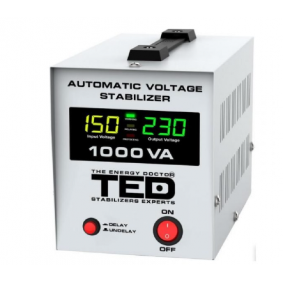 Stabilizator de retea, maxim 1000VA/600W, AVR, LCD, 1 iesire schuko