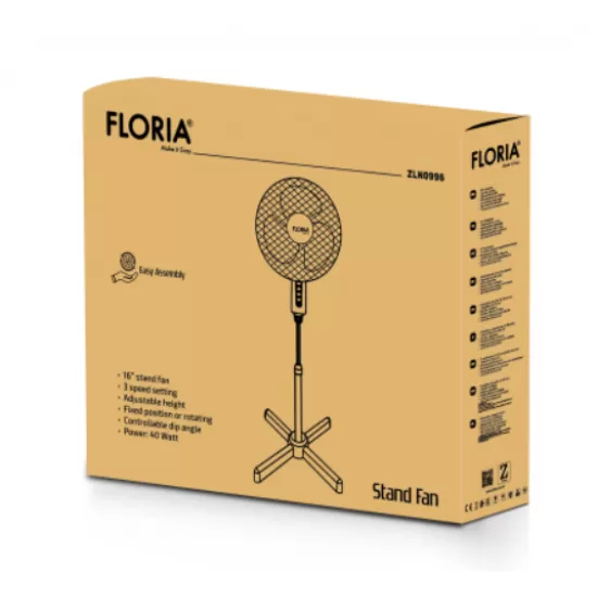 Ventilator cu picior Zilan ZLN-0996, 3 trepte de viteza, inaltime reglabila, Rotire stanga-dreapta, Unghi inclinare reglabil, 40W Ventilator cu picior Zilan ZLN-0996, 3 trepte de viteza, inaltime reglabila, Rotire stanga-dreapta, Unghi inclinare reglabil, 40W
