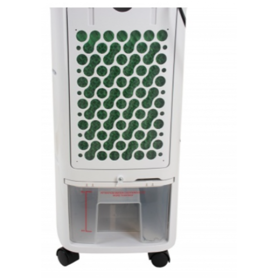 Ventilator cu racitor si purificator de aer mobil , Racire/Umidificare/Purificare, Telecomanda, Temporizator 1-12 ore Rezervor apa 7 l, Portabil, Alb
