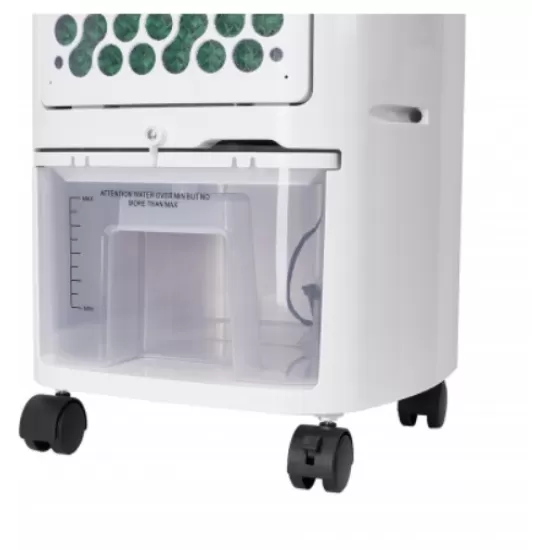 Ventilator cu racitor si purificator de aer mobil , Racire/Umidificare/Purificare, Telecomanda, Temporizator 1-12 ore Rezervor apa 7 l, Portabil, Alb Ventilator cu racitor si purificator de aer mobil , Racire/Umidificare/Purificare, Telecomanda, Temporizator 1-12 ore Rezervor apa 7 l, Portabil, Alb