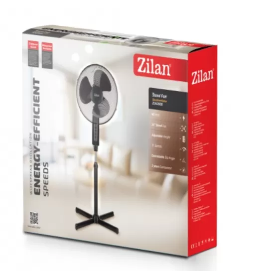 Ventilator cu picior Zilan ZLN2000, Inaltime reglabila, 40W, 3 trepte de viteza Ventilator cu picior Zilan ZLN2000, Inaltime reglabila, 40W, 3 trepte de viteza