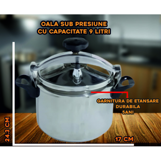 Oala sub presiune HAUSBERG HB-H313, capacitate 9 litri, aluminiu