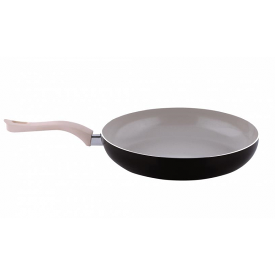 Tigaie ceramica Ertone ERT-MN 720, 20 cm, maner silicon detasabil, Crem/Negru