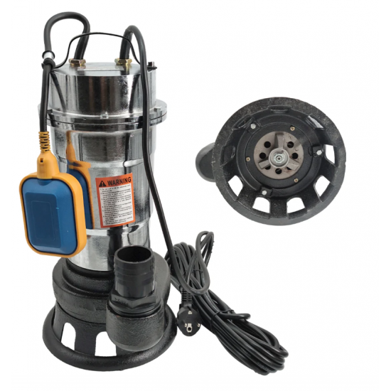 Pompa pentru apa murdara , cu plutitor si tocator , 3000 W , Adancime evacuare maxim 8 Metri, corp inox