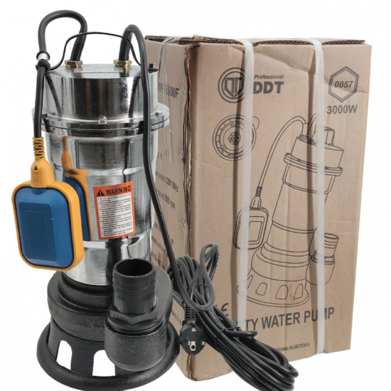 Pompa pentru apa murdara , cu plutitor si tocator , 3000 W , Adancime evacuare maxim 8 Metri, corp inox