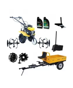 ProGARDEN Pachet Campo 703 Motocultor 7CP + Remorca RM500C + Plug simplu + Plug bilonat/rarita + 2 Roti metalice 350x6 + 2L Ulei ProGARDEN Pachet Campo 703 Motocultor 7CP + Remorca RM500C + Plug simplu + Plug bilonat/rarita + 2 Roti metalice 350x6 + 2L Ulei