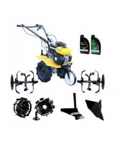 ProGARDEN Pachet Campo 703 Motocultor 7CP+ Plug simplu + Plug bilonat/rarita + 2 roti metalice 350x6 + 2L Ulei
