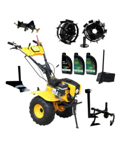 ProGARDEN Pachet Campo 873 Alpine motocultor 7CP + Prasitoare PRS20-45 + Plug simplu + Plug bilonat/rarita + Adaptor + 2 Roti metalice 350x6 + 3L Ulei